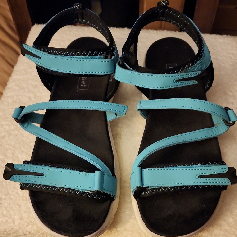 Blue and Black Sport Sandals with Adjustable Straps